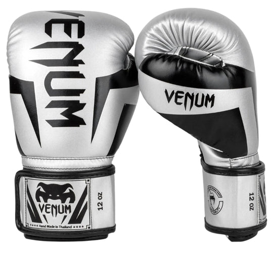 Venum Elite Boxing Gloves - Silver/Black