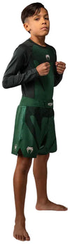 Venum Attack Kids Fightshorts - Forest Green/ Off White