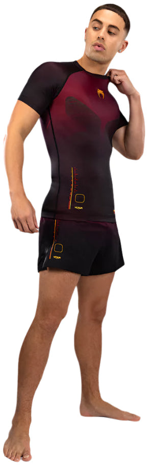 Venum Tactical XT Short Sleeve Rashguard - Black/Burgundy/Gold