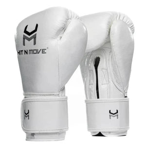 Hit N Move Horse Hair Suvari Boxing Gloves - Hook & Loop - White