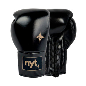 NYT Lace Up Muay Thai Boxing Gloves - 16 oz - Black/Sand