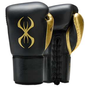 Sting Evolution Lace Up Boxing Gloves - Black/Gold