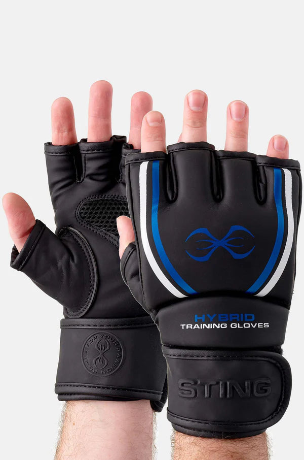 Sting MMA Training Gel Hybrid Gloves - Black/Blue