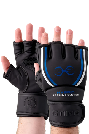 Sting MMA Training Gel Hybrid Gloves - Black/Blue