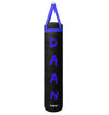 Black punching bag with purple text and 'MMA' logo on a gray background