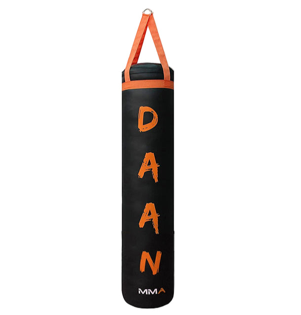 DAAN MMA Leather Boxing Punching Bag - Black/Orange