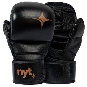 NYT Leather MMA Sparring Gloves - 7 oz - Black/Sand