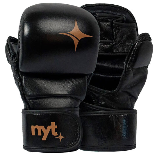 NYT Leather 7oz MMA Sparring Gloves Hybrid Gloves NYT