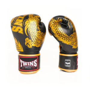 Twins Special FBGVL3-49 Dragon Boxing Gloves - Black/Gold