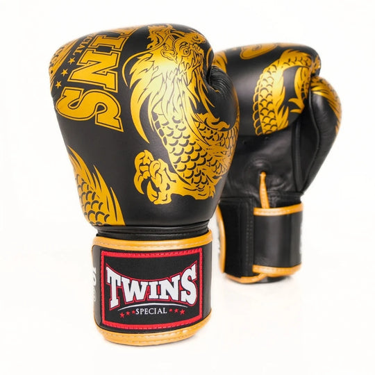 Twins Special FBGVL3-49 Dragon Boxing Gloves - Black/Gold