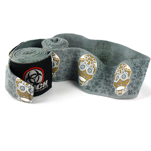 Punch Hand Wraps - Urban™ - 4.5m Stretch - Gold Skull